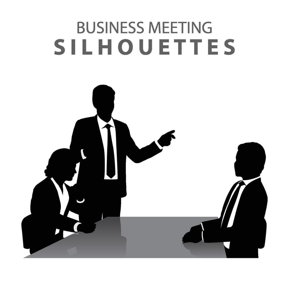 silhouette di attività commerciale dirigenti nel un' incontro, persone incontro silhouette vettore