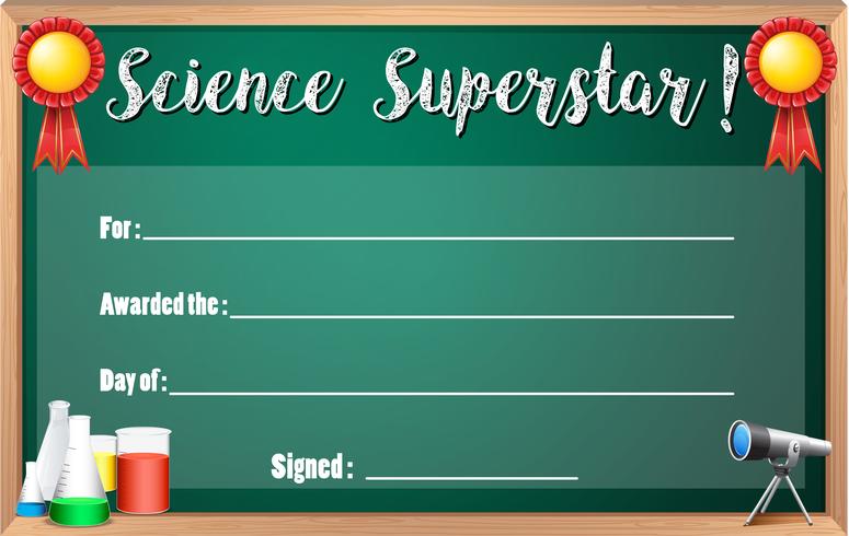 Modello di certificato per la superstar scientifica vettore