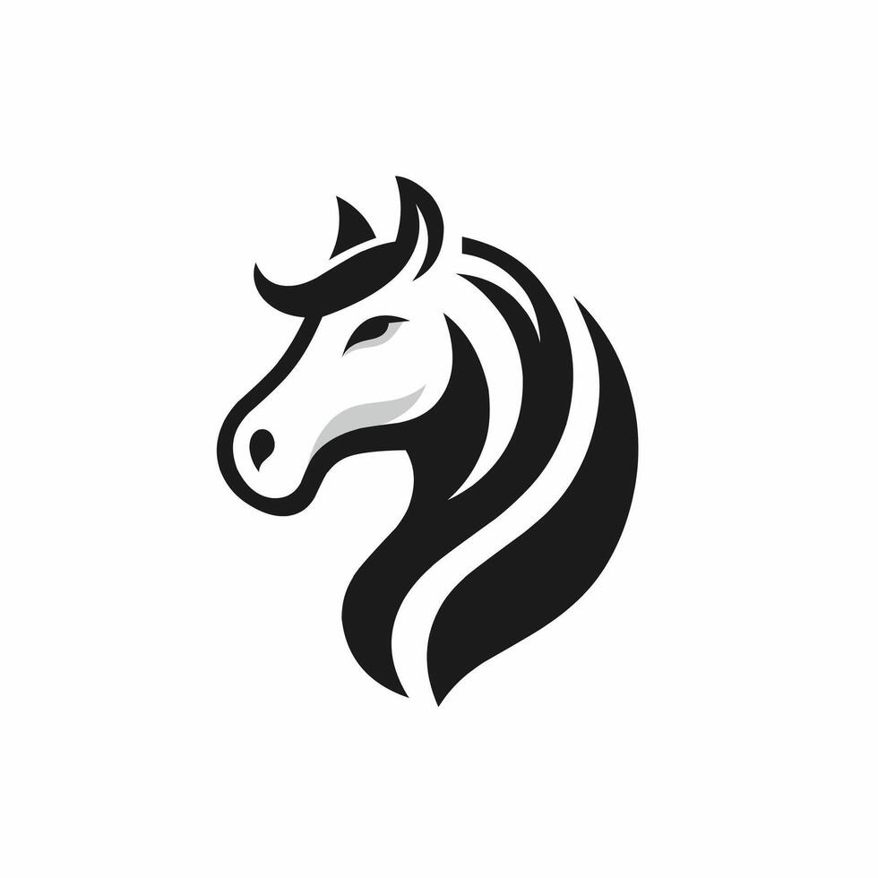 cavallo logo vettore design ispirazione, monocromatico emblema di cavallo testa isolato su bianca, silhouette vettore illustrazione, Perfetto per animale azienda agricola o Comunità emblema,