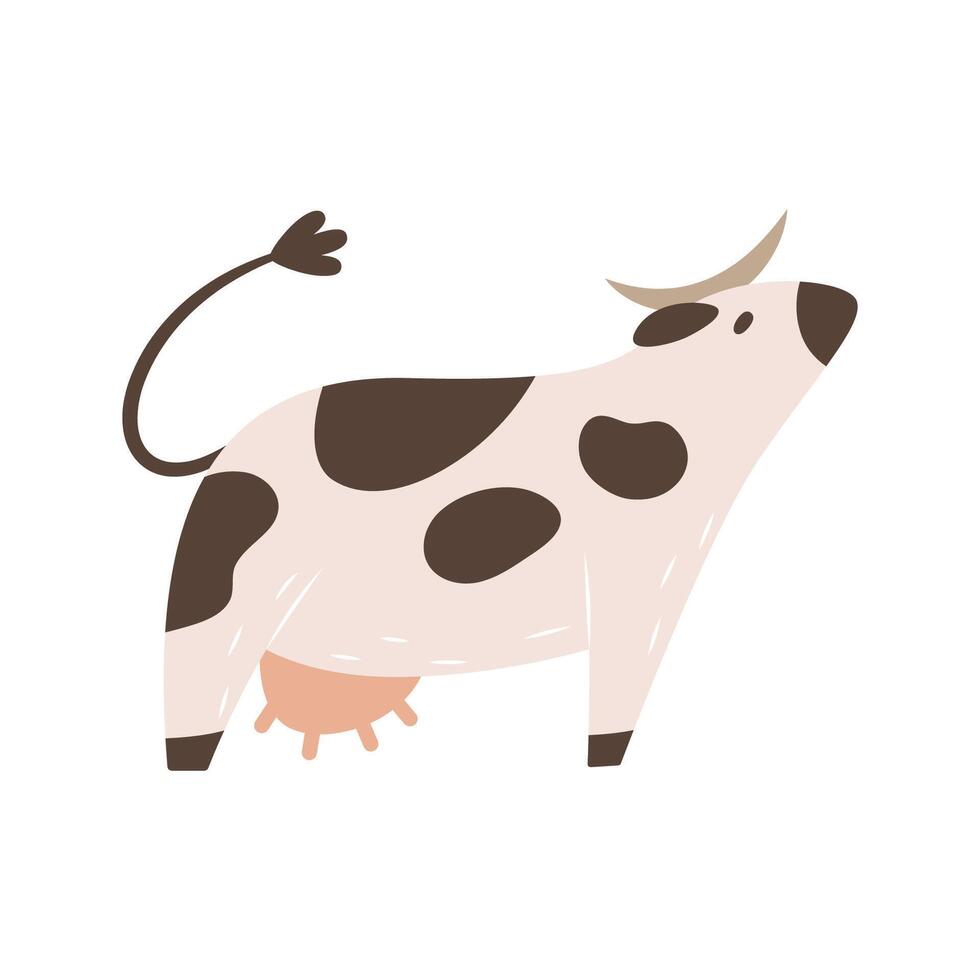 carino cartone animato mucca. azienda agricola latteria animale. semplice piatto bestiame icona. vettore