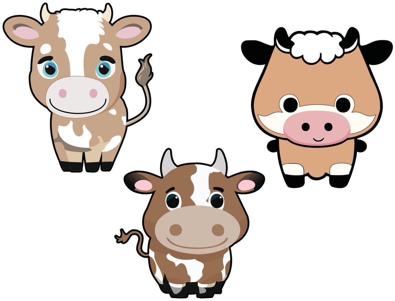 carino cartone animato mucche vettore