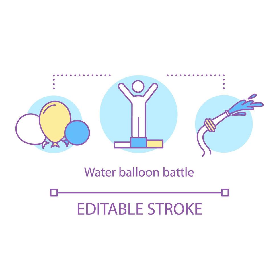 icona del concetto di battaglia palloncino d'acqua. tempo insieme idea illustrazione al tratto sottile. attività estiva. guerre per l'acqua. concorsi familiari. disegno vettoriale isolato profilo. tratto modificabile