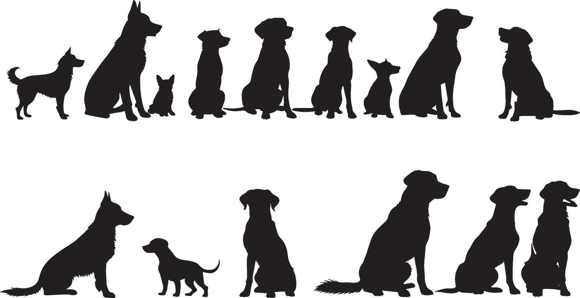 impostato di un' cane silhouette vettore illustrazione