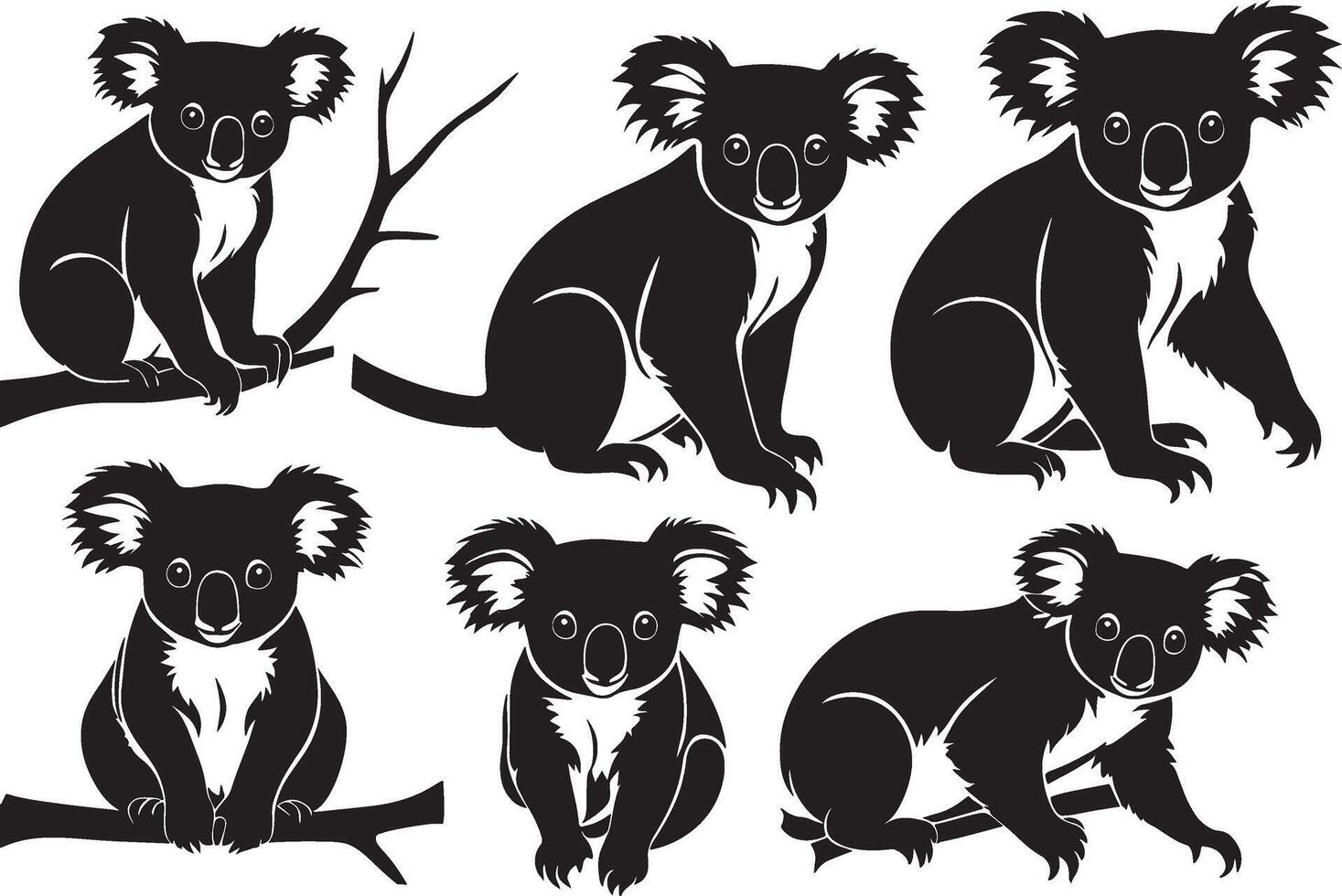 impostato di un' koala silhouette vettore illustrazione