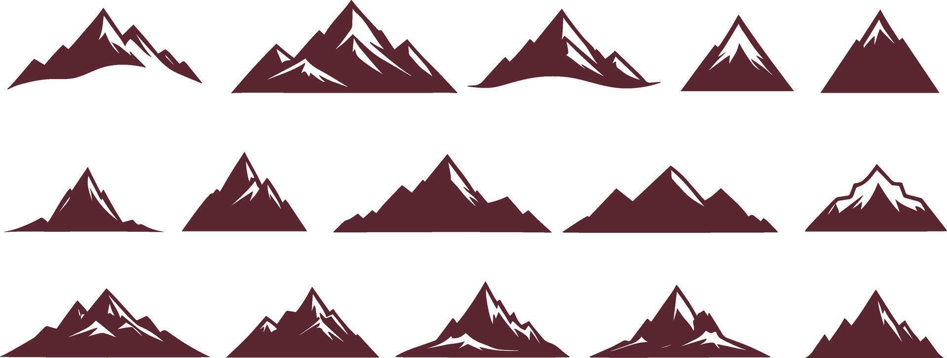 montagna silhouette icona vettore impostato per logo