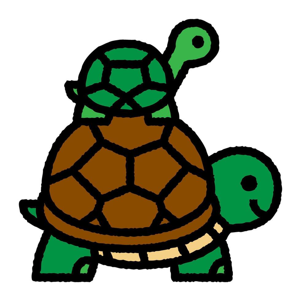 tartaruga famiglia cartone animato irruvidire pieno schema icona vettore