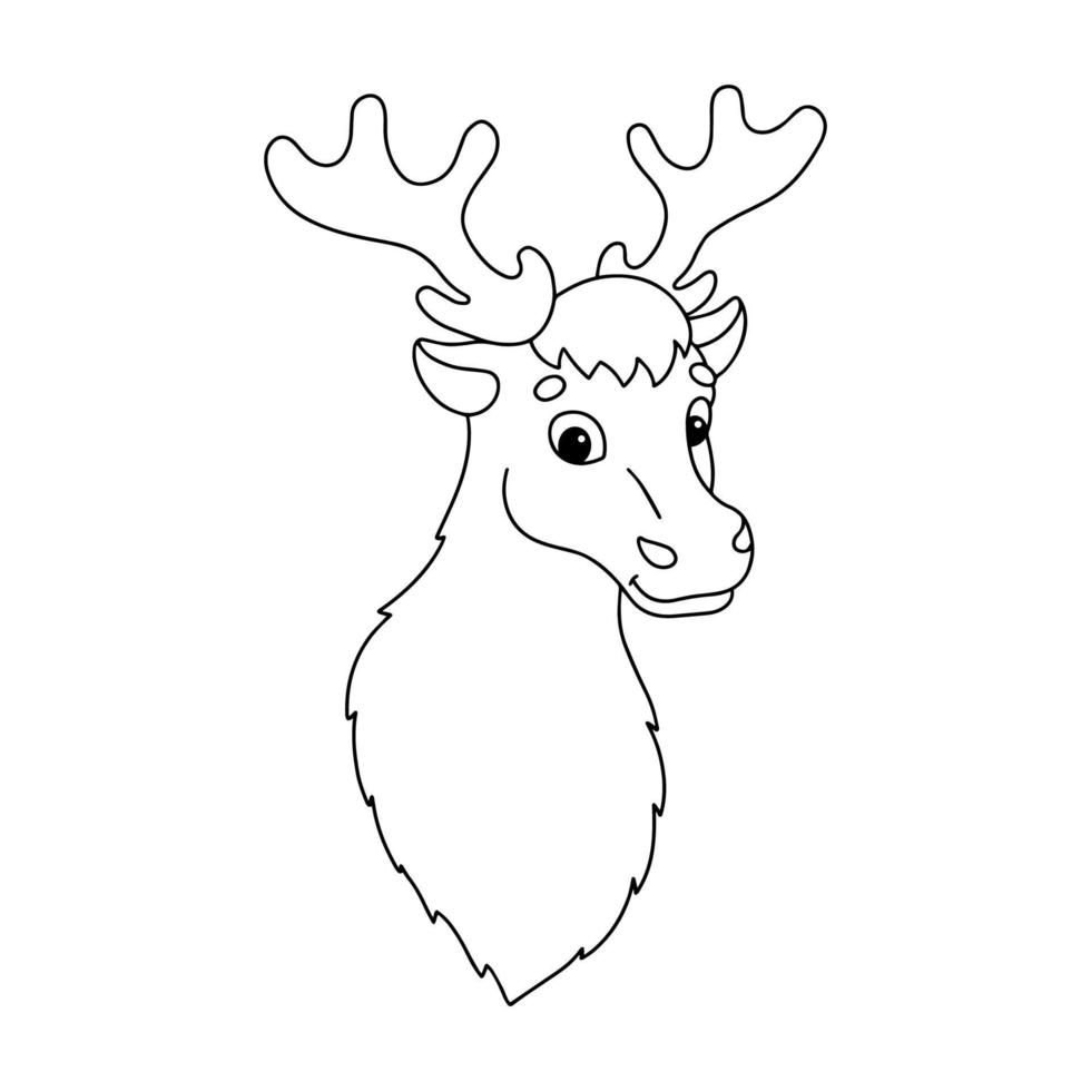 cervo animale. pagina del libro da colorare per bambini. personaggio in stile cartone animato. illustrazione vettoriale isolato su sfondo bianco.