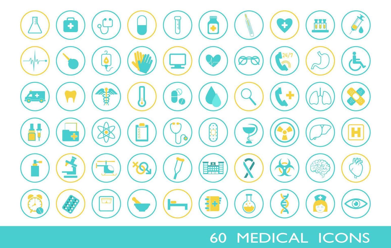60 medico icona impostato vettore illustrazione