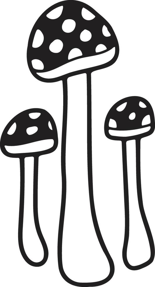 mano disegnato funghi o velenoso funghi nel piatto stile vettore