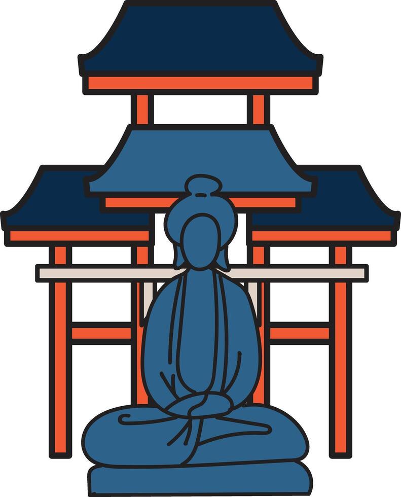 mano disegnato Budda scultura nel piatto stile vettore