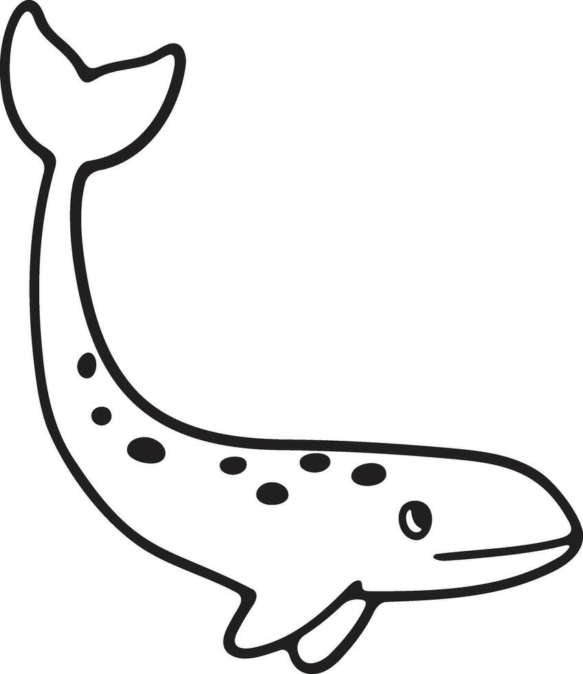 mano disegnato balena nel piatto stile vettore
