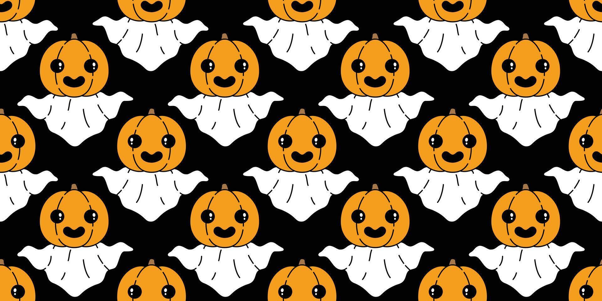 fantasma senza soluzione di continuità modello Halloween spaventoso zucca cartone animato vettore sciarpa isolato ripetere sfondo piastrella sfondo diavolo il male scarabocchio regalo avvolgere carta illustrazione design