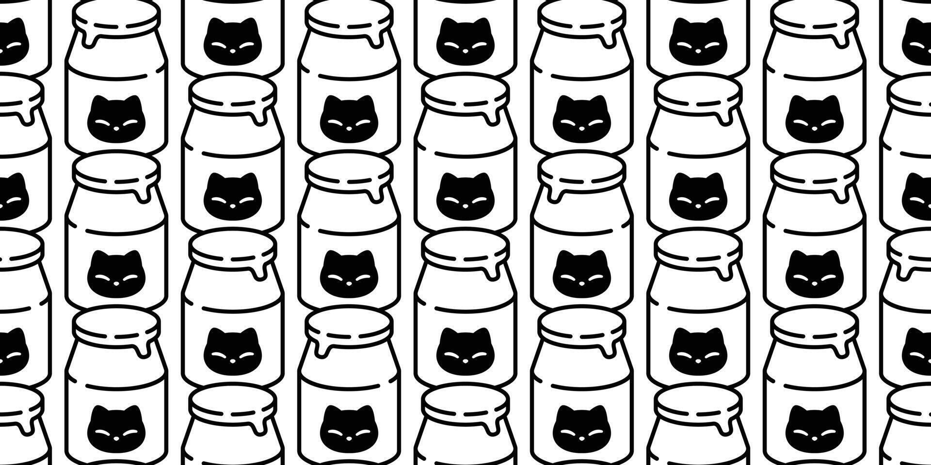gatto senza soluzione di continuità modello latte bottiglia gattino cibo calicò vettore animale domestico sciarpa isolato ripetere sfondo piastrella sfondo cartone animato animale illustrazione scarabocchio design