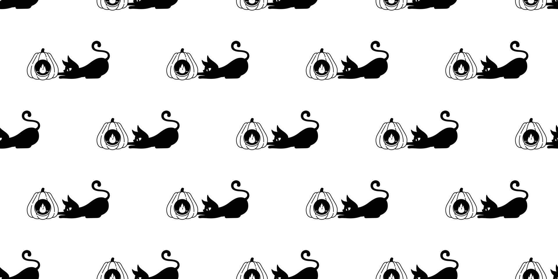 gatto senza soluzione di continuità modello Halloween gattino vettore calicò zucca lampada cartone animato ripetere sfondo sciarpa isolato piastrella sfondo scarabocchio personaggio illustrazione design