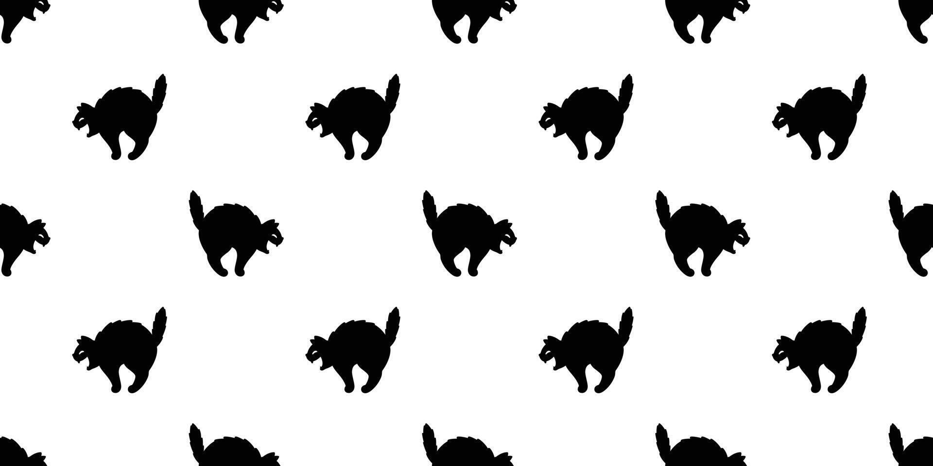 gatto senza soluzione di continuità modello Halloween gattino vettore nero calicò sciarpa isolato ripetere sfondo piastrella sfondo cartone animato personaggio scarabocchio illustrazione design