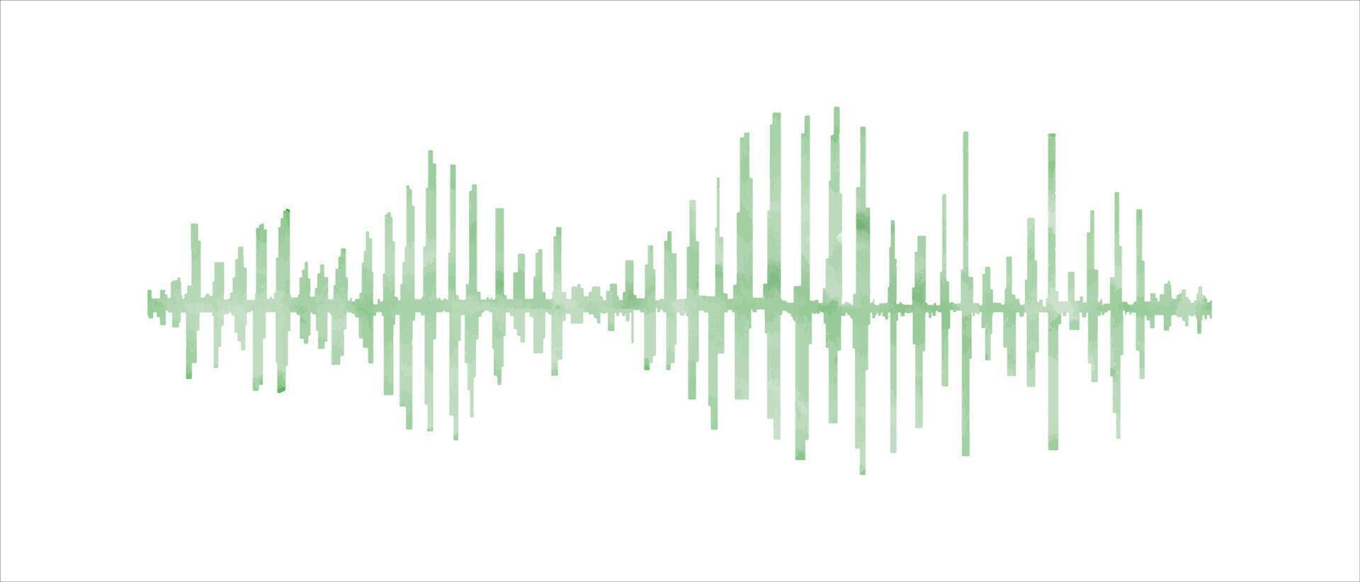 suono equalizzatore onde. sismogramma per sismico misurazione. verde segnale e voce registrazione. onda segnale. Radio, Audio. polso, vibrazione. acquerello illustrazione. poligrafo, sismologia o musica. vettore