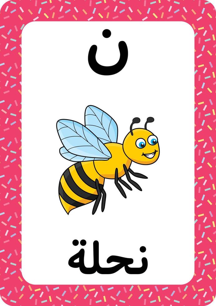 stampabile Arabo alfabeto lettera flashcard. apprendimento il Arabo linguaggio. bocca cartone animato. vettore