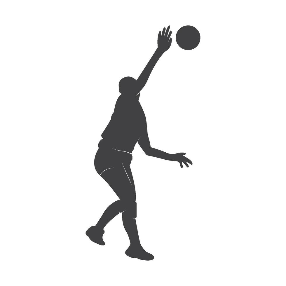 giocatore di pallavolo di sagoma saltando su uno sfondo bianco. illustrazione vettoriale. vettore