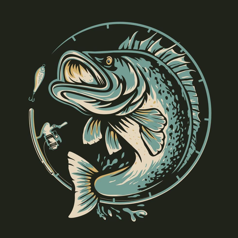 modello di progettazione di logo di club di pesca vettore