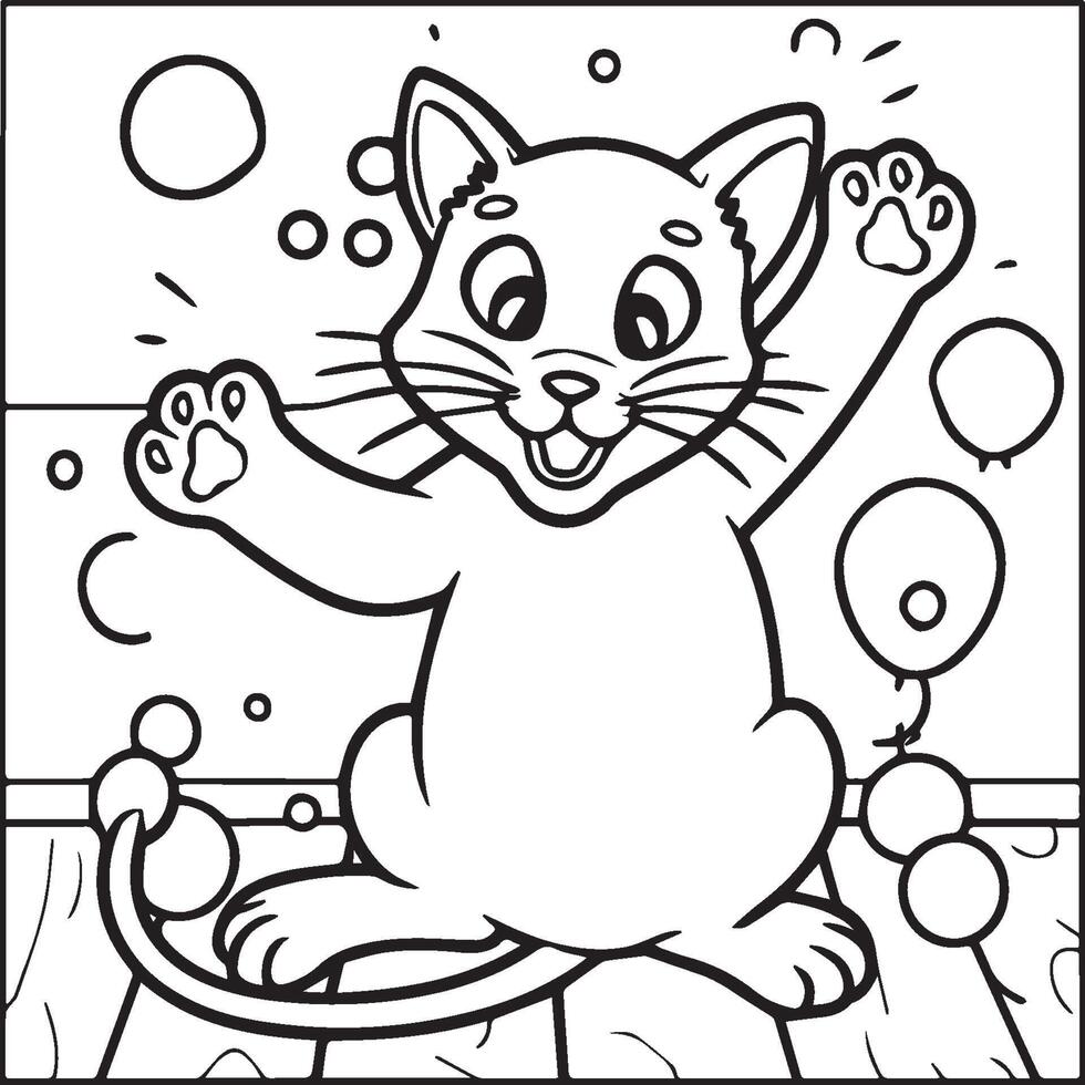 carino gatto colorazione pagine per colorazione libro. gatto schema vettore. giocando gatto colorazione pagine. divertente gatto schema vettore