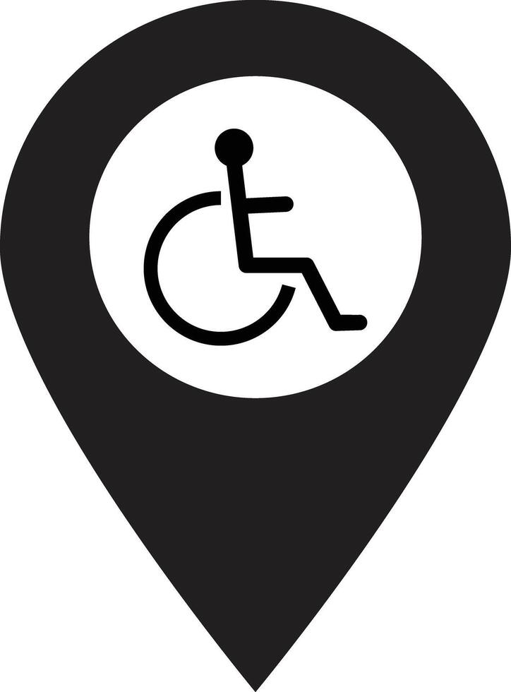 carta geografica pointer con handicap icona isolato su bianca sfondo . vettore illustrazione