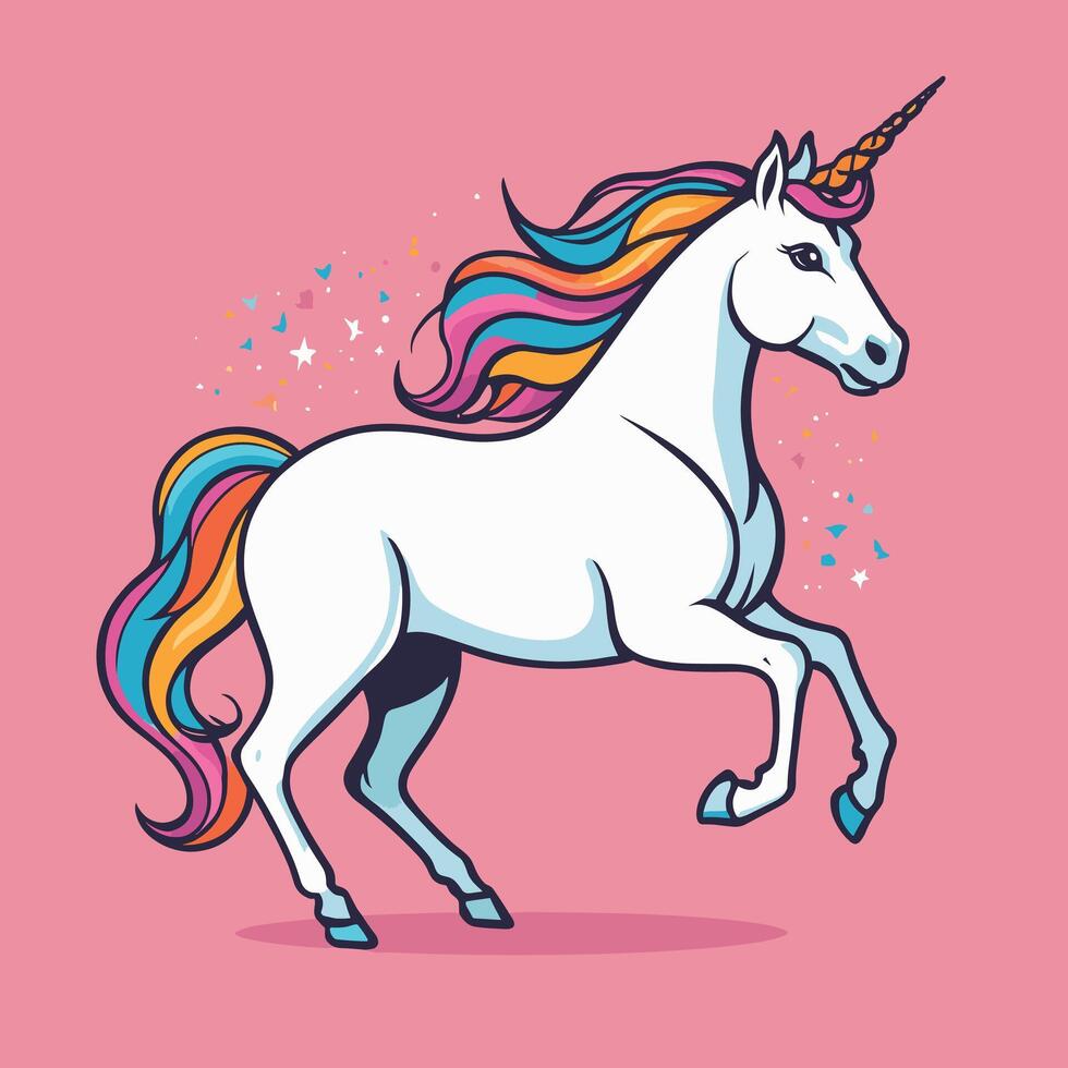 carino kawaii unicorno illustrazione colorato vettore arte per bambini