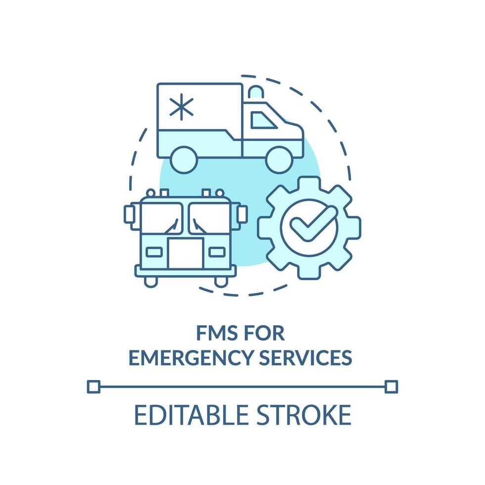 fm per emergenza Servizi morbido blu concetto icona. pubblico sicurezza, specializzato attrezzatura. il giro forma linea illustrazione. astratto idea. grafico design. facile per uso nel infografica, presentazione vettore