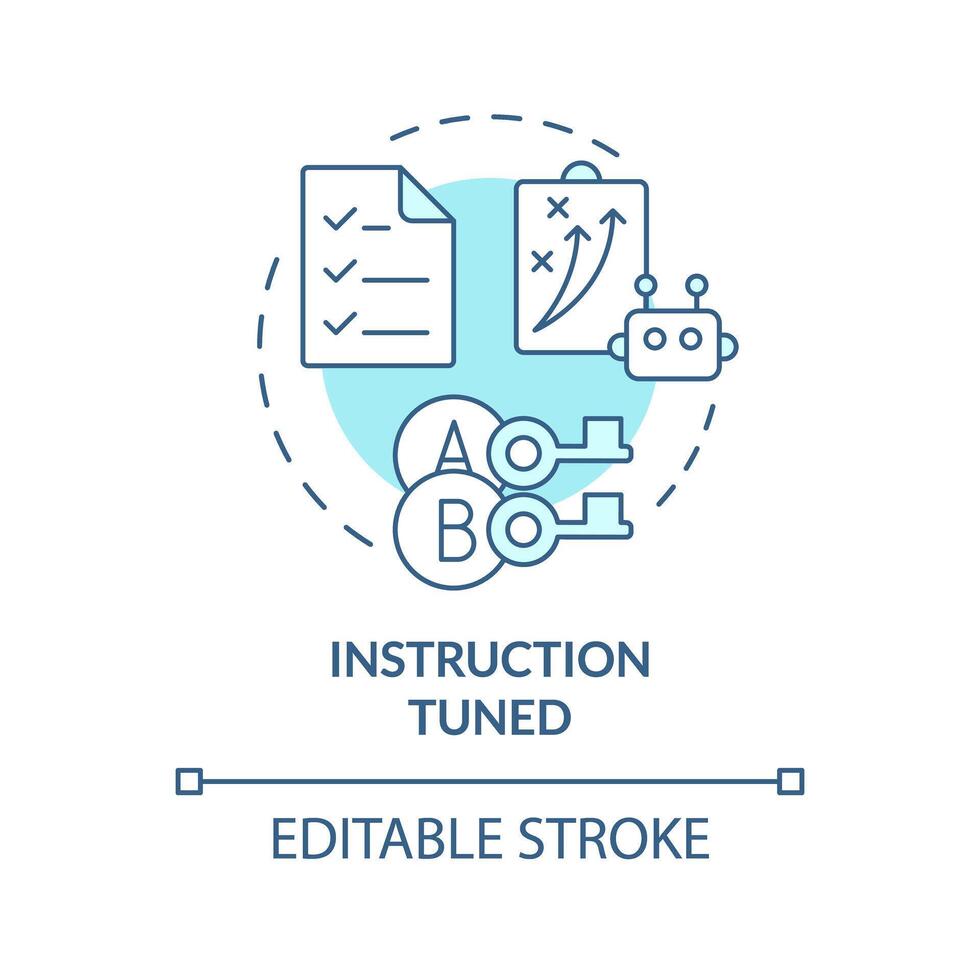 istruzione sintonizzato morbido blu concetto icona. ai in profondità apprendimento algoritmi. bene messa a punto. il giro forma linea illustrazione. astratto idea. grafico design. facile per uso nel infografica, presentazione vettore