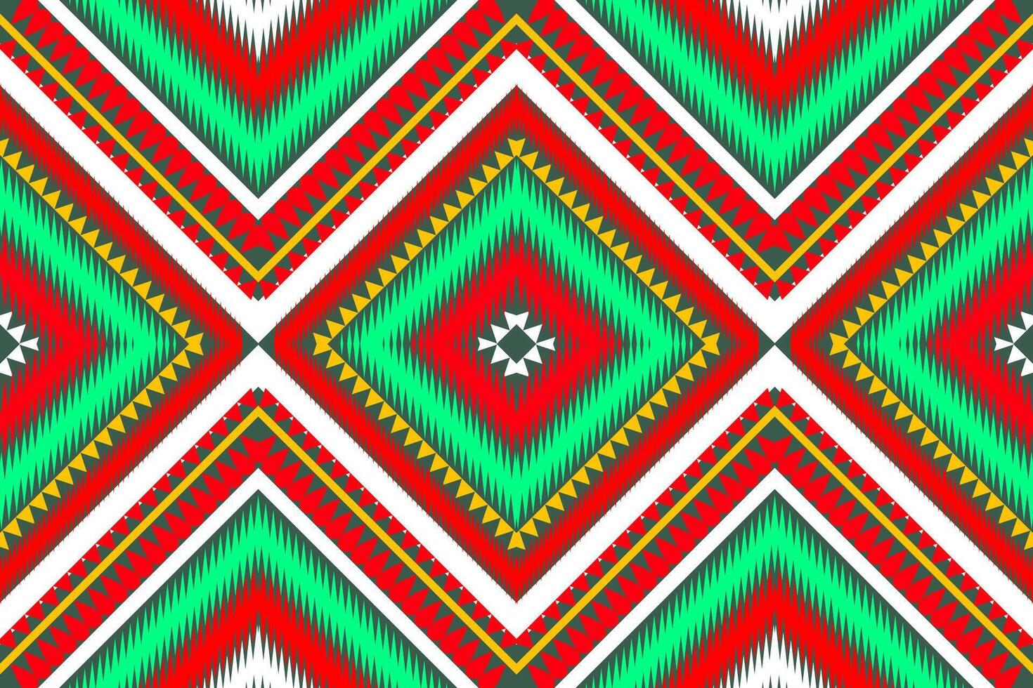 senza soluzione di continuità design modello, tradizionale geometrico fiore zigzag modello Natale giallo giallo verde bianca vettore illustrazione disegno, astratto tessuto modello, azteco stile per Stampa tessile