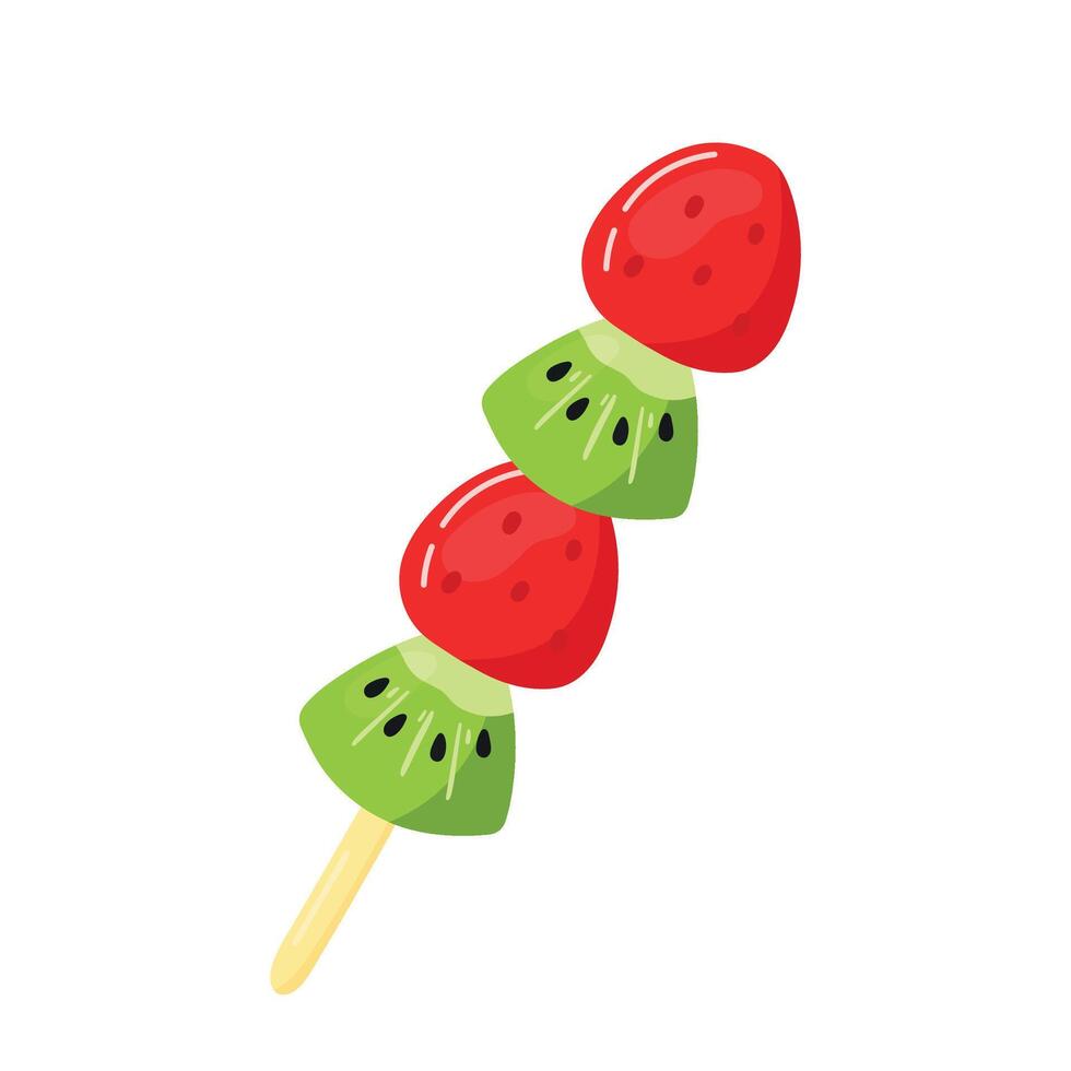 tanghulu fragola e Kiwi frutta merenda cibo vettore illustrazione