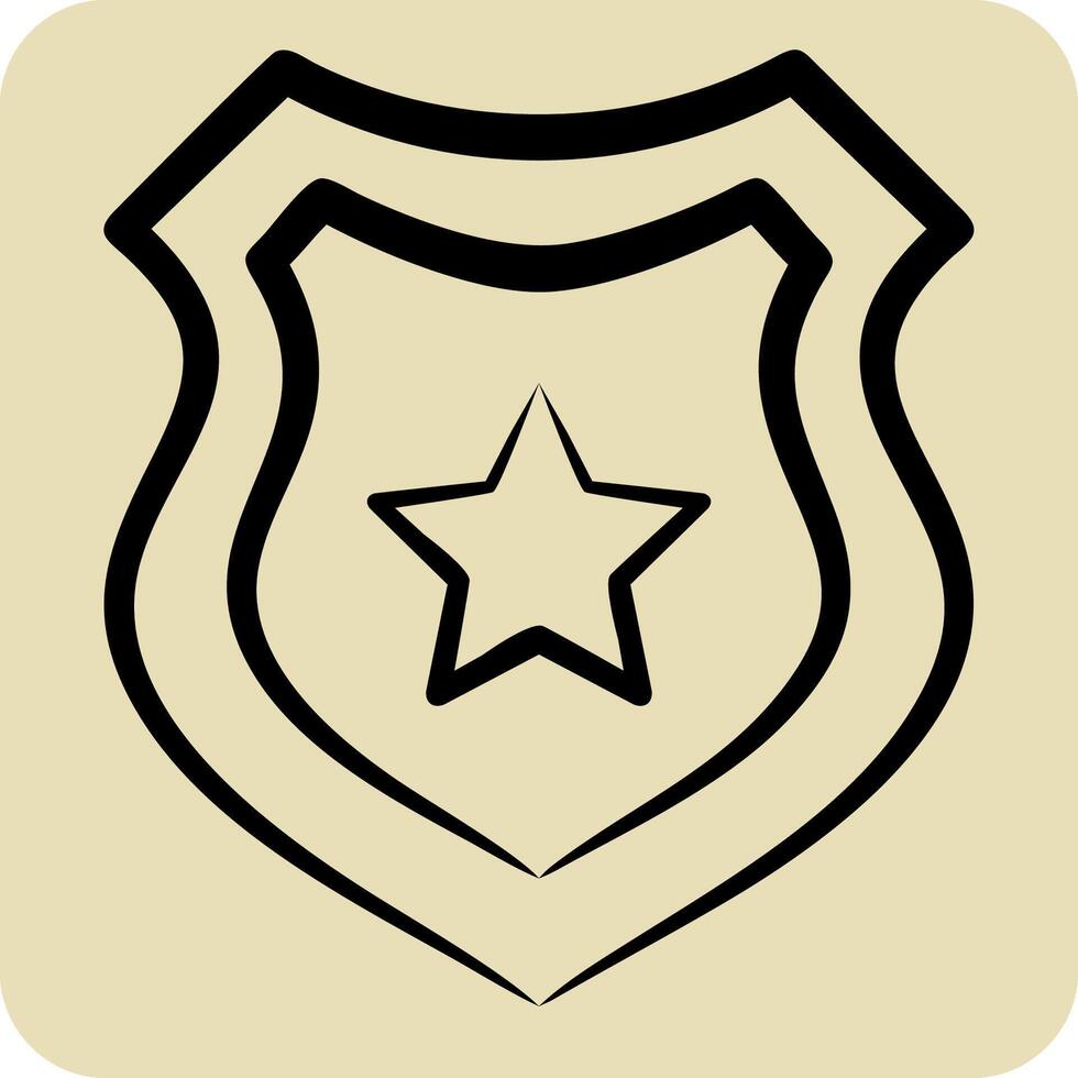 icona protezione scudo. relazionato per militare e esercito simbolo. mano disegnato stile. semplice design illustrazione vettore