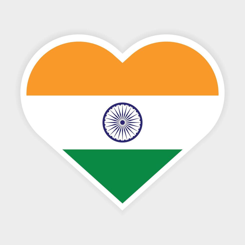 India nazionale bandiera vettore icona design. India bandiera nel cuore design forma. vettore India bandiera nel cuore.