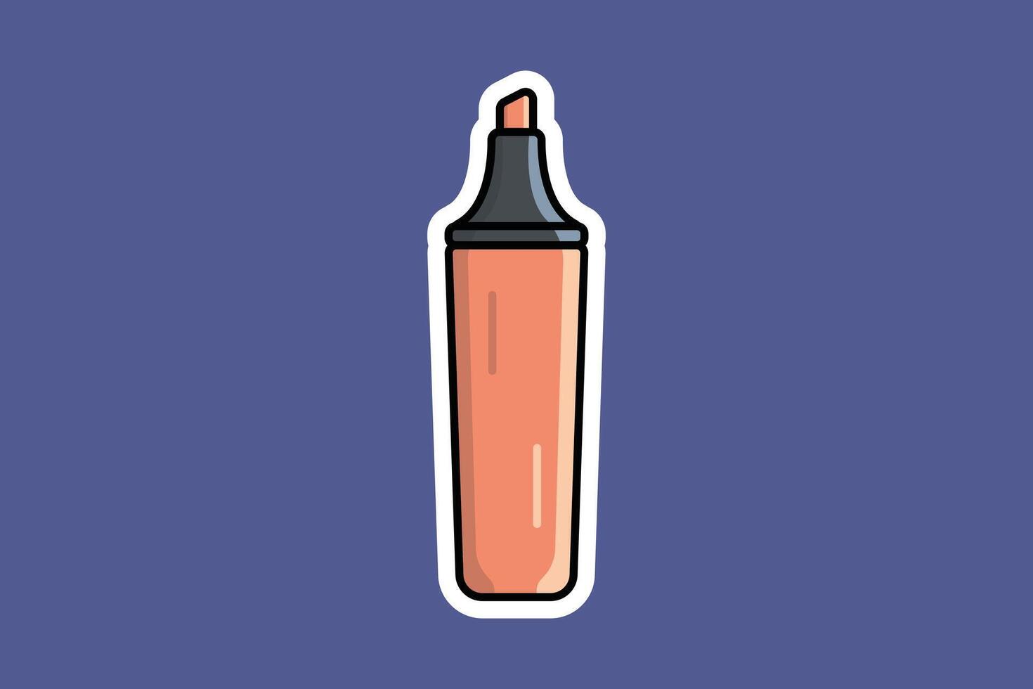 arancia evidenziatore penna etichetta design vettore illustrazione. formazione scolastica oggetti icona concetto. scrivere, indietro per scuola, stazionario per studenti etichetta vettore design.