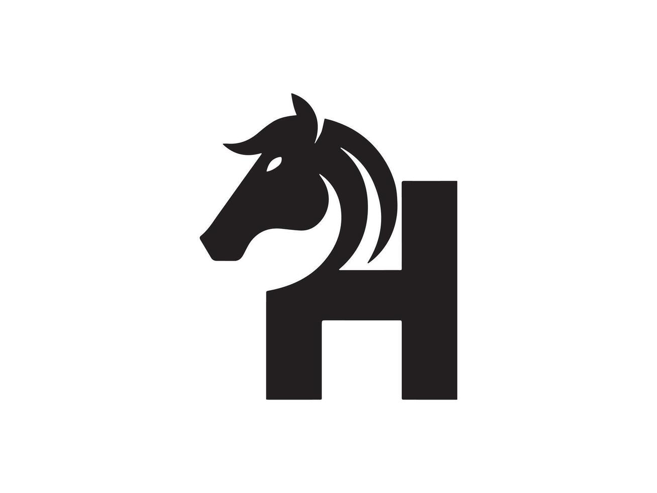 lettera h cavallo logo design icona simbolo vettore modello