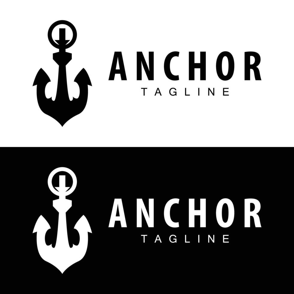 mare nave vettore icona simbolo illustrazione semplice mare ancora logo design