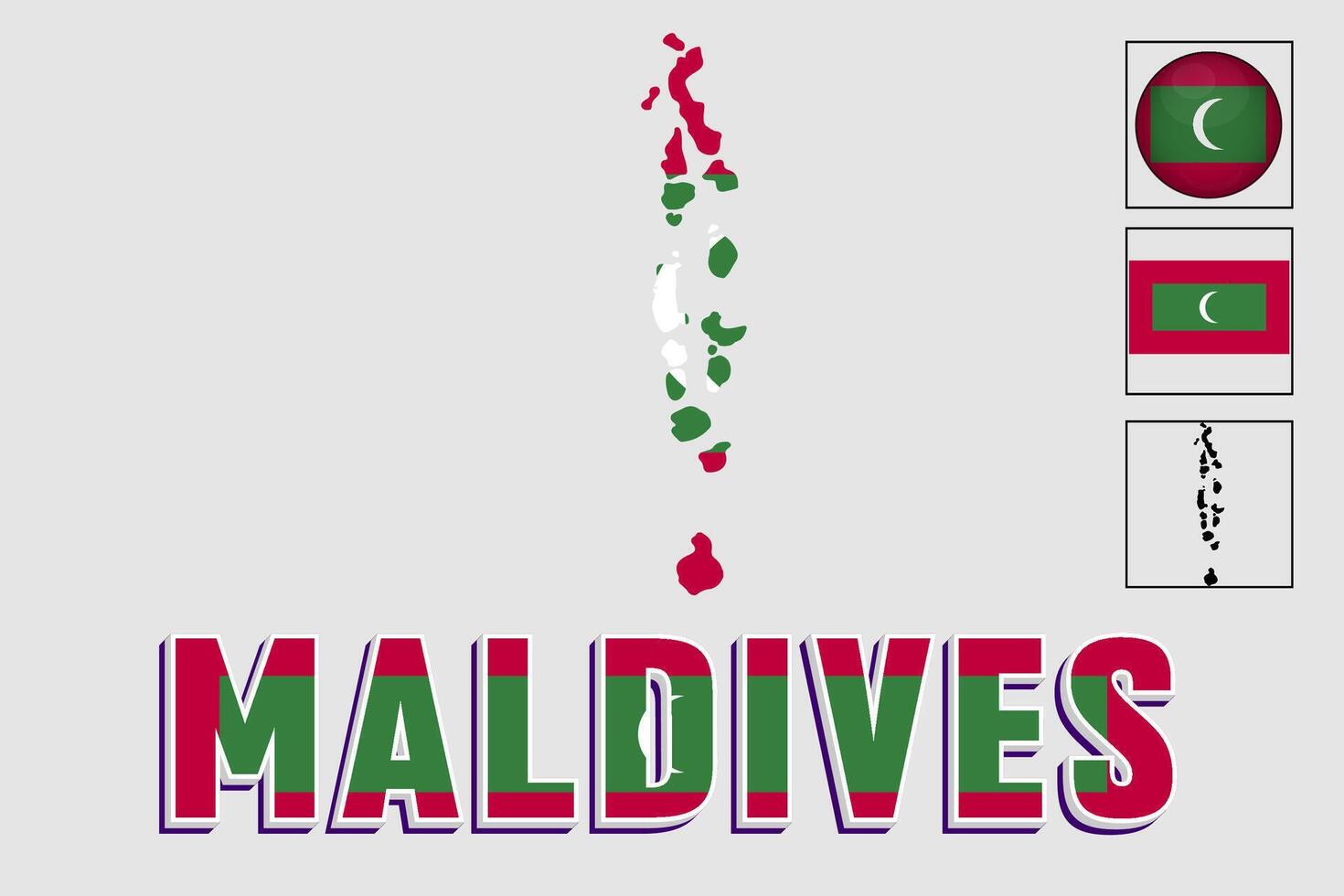 Maldive carta geografica e bandiera nel vettore illustrazione