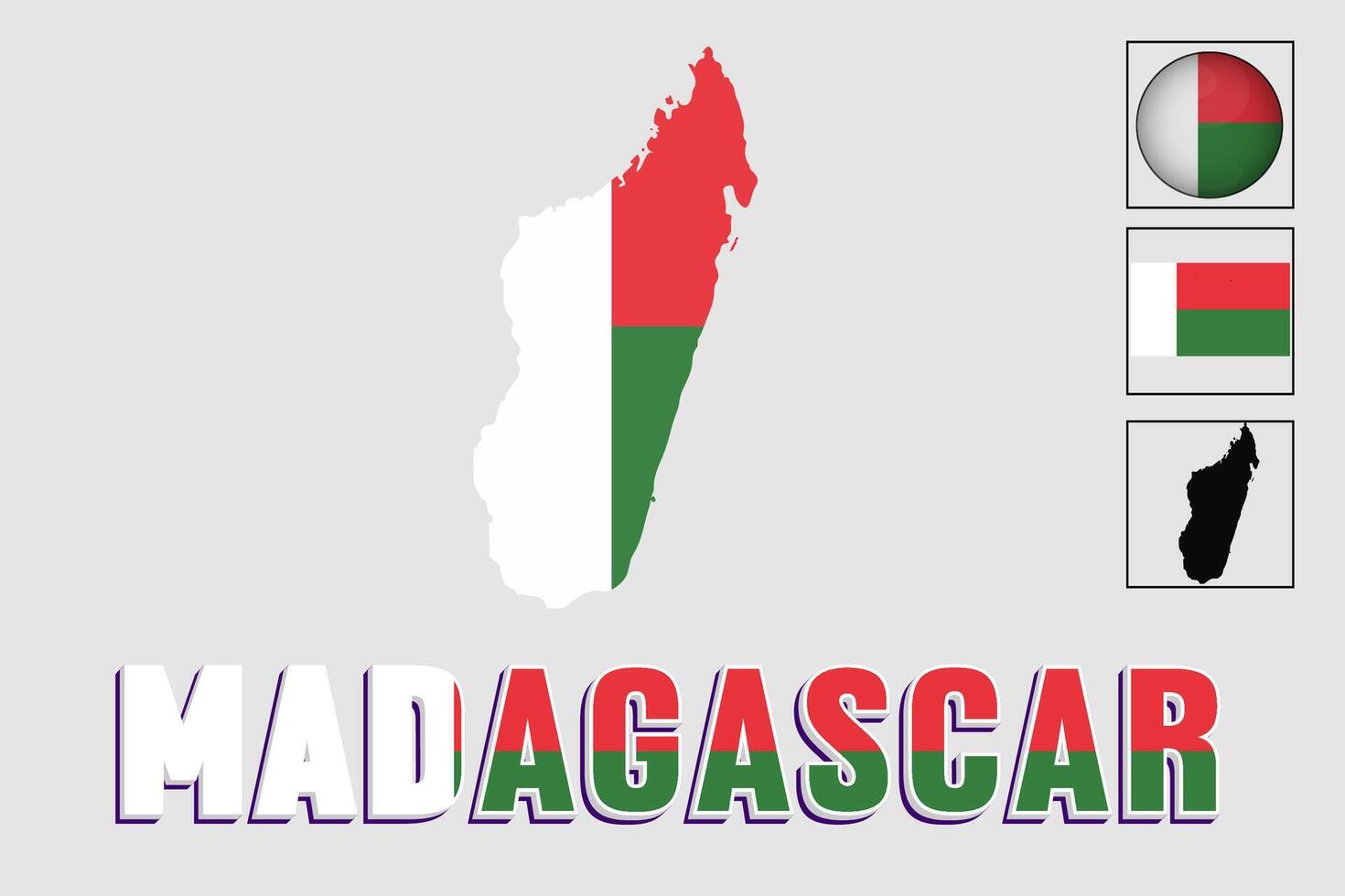 Madagascar carta geografica e bandiera nel vettore illustrazione