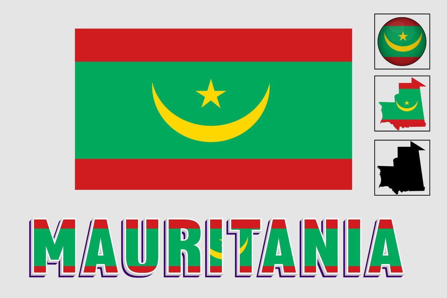 mauritania carta geografica e bandiera nel vettore illustrazione