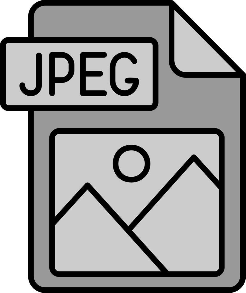jpg file formato linea pieno in scala di grigi icona vettore