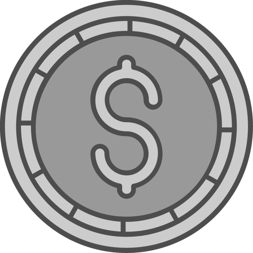 dollaro moneta linea pieno in scala di grigi icona vettore