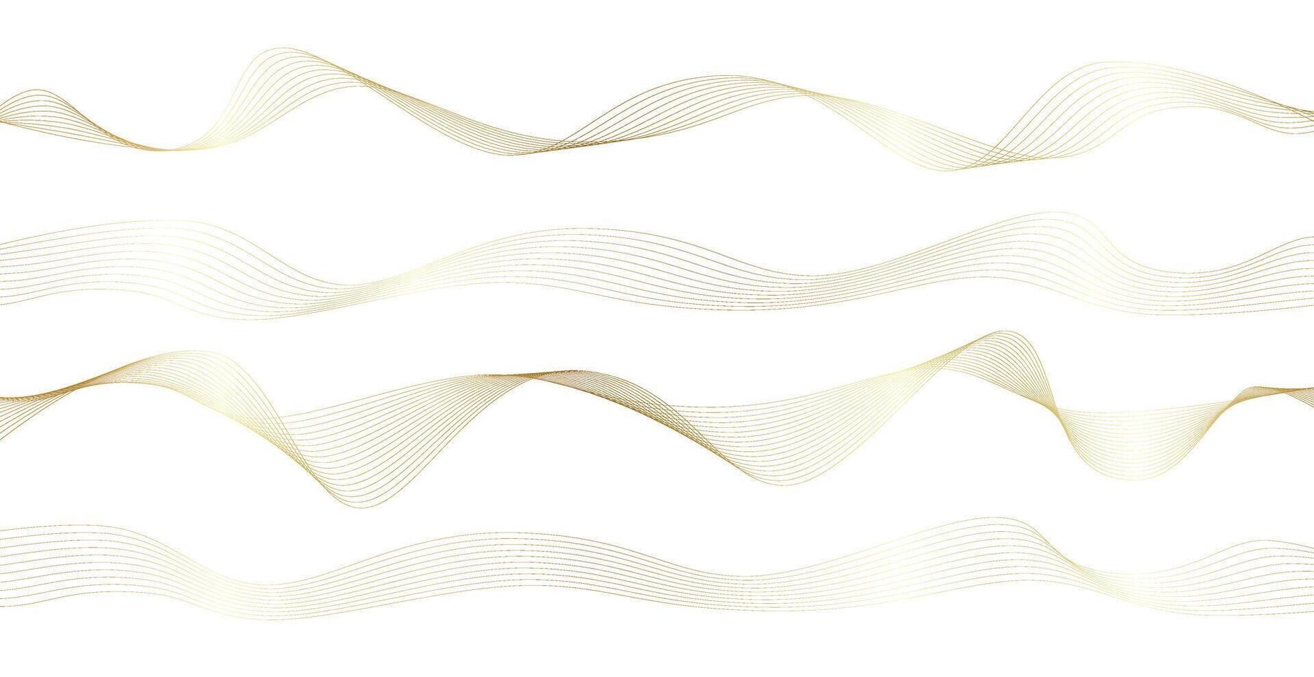 astratto sfondo con oro linea onda. lusso stile. Tech modello. curvo ondulato linea, liscio banda. vettore illustrazione.