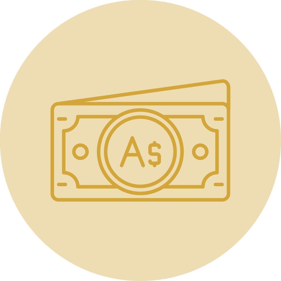 australiano dollaro linea giallo cerchio icona vettore