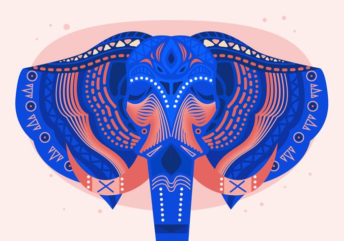 Illustrazione piana di vettore dipinto capo di festival dell&#39;elefante