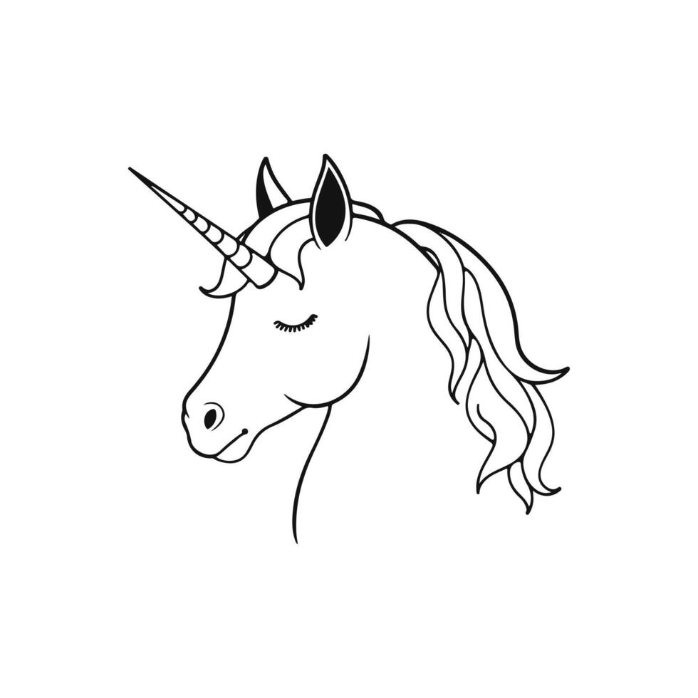 semplice minimo unicorno colorazione pagina vettore