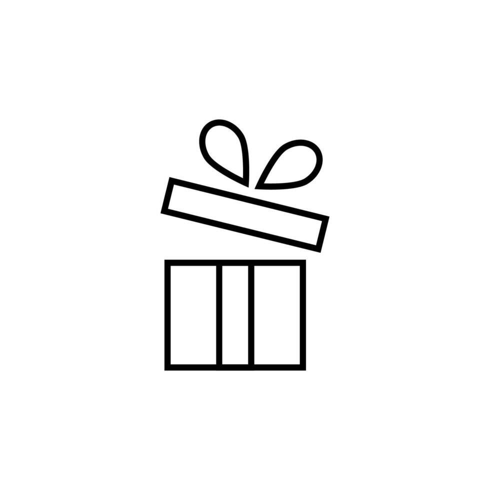 pacco regalo semplice minimalista schema icona. adatto per libri, I negozi, negozi. modificabile ictus nel minimalista schema stile. simbolo per design vettore