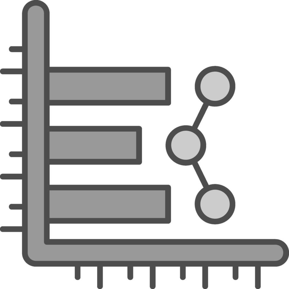 bar grafico linea pieno in scala di grigi icona vettore