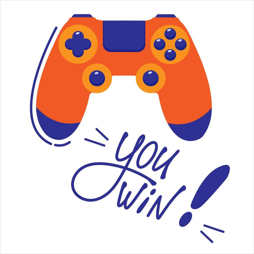 vettore arancia gamepad con lettering voi vincere