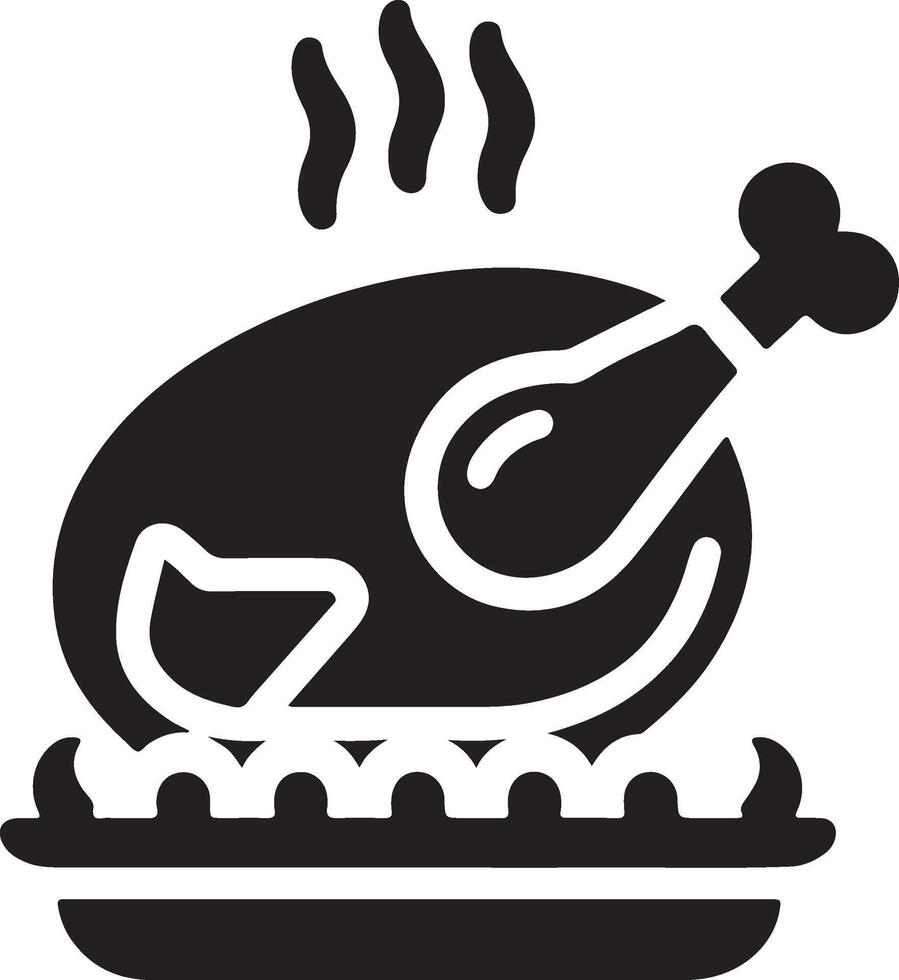 minimo pollo arrosto masala icona, simbolo, nero colore silhouette, bianca sfondo 19 vettore