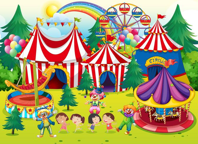 I bambini si divertono al circo vettore