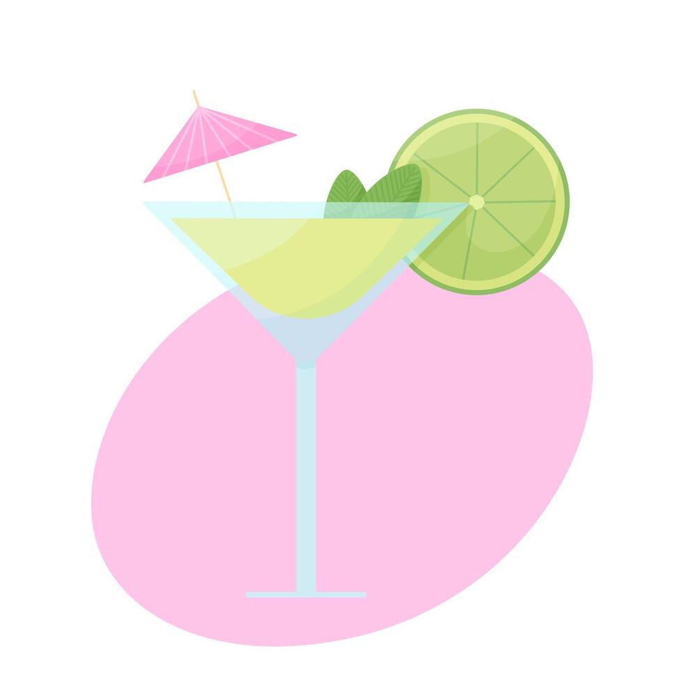 tropicale Mojito fresco e luminosa cocktail con lime e menta. piatto vettore illustrazione per Stampa e design